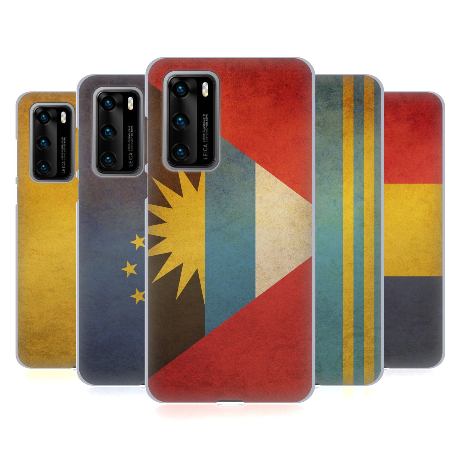 HEAD CASE DESIGNS VINTAGE FLAGS SET 5 SOFT GEL CASE FOR HUAWEI PHONES 4