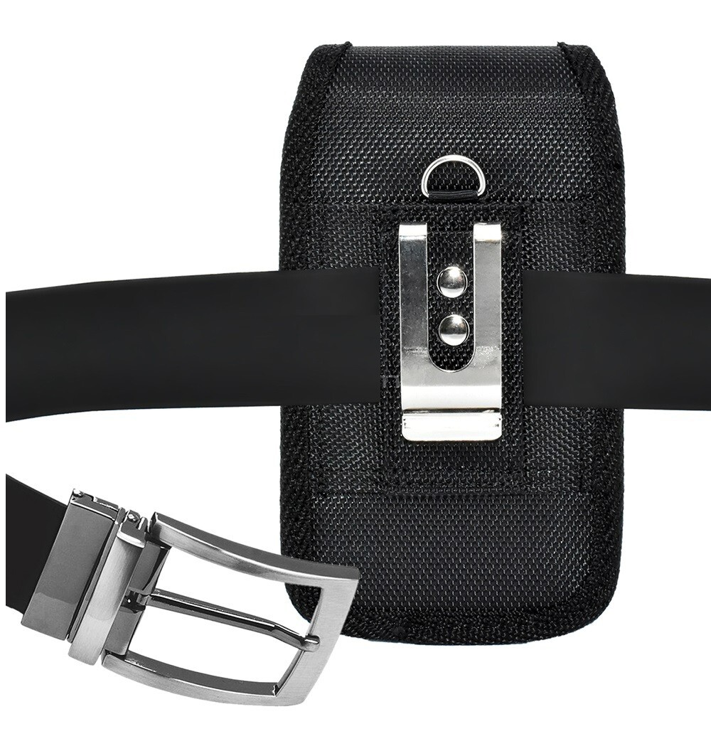 2XL RUGGED CELL PHONE VERTICAL POUCH WITH METAL CLIP BELT LOOP HOLSTER+CARD SLOT