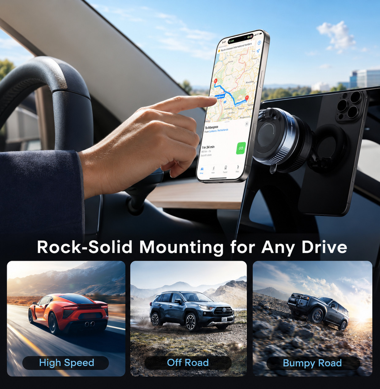 Magnetic Car Phone Holder MagSafe Foldable Suction Cup 360° iPhone 17 16 15 14