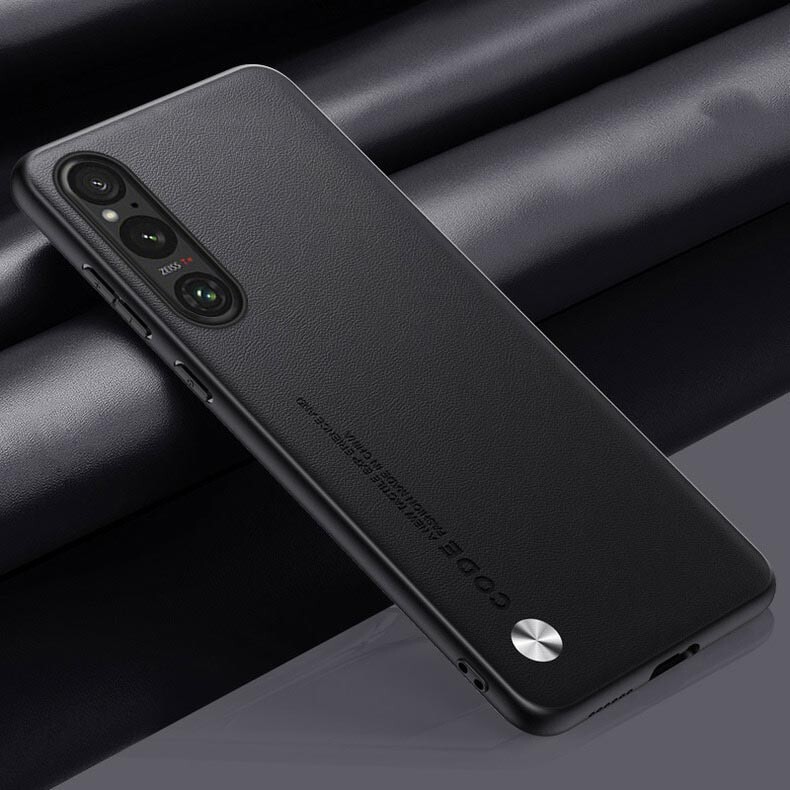 For Sony Xperia 1 VII 10 VI 5 IV PU Leather Fabric Coated Rubber Hard Back Case
