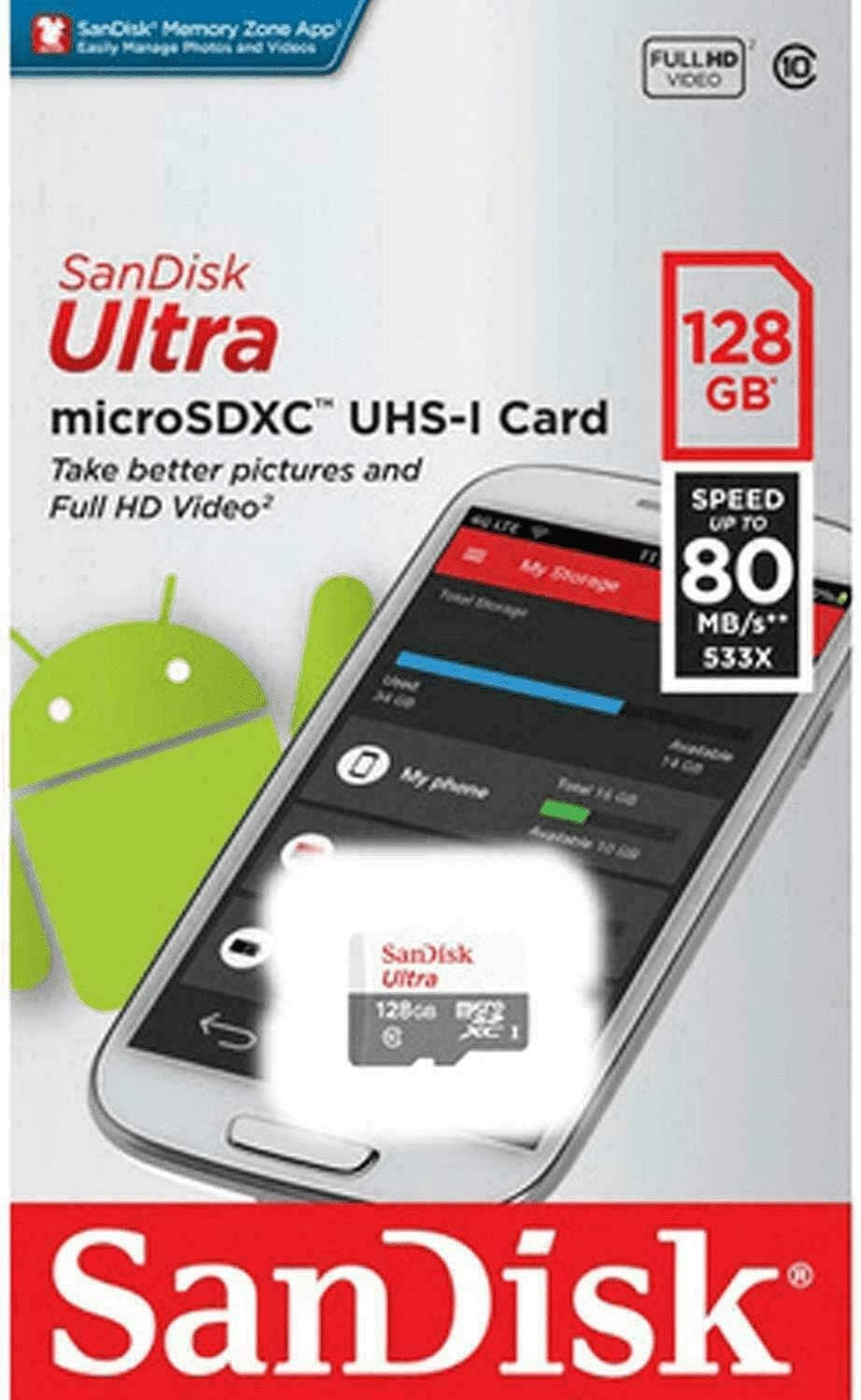 SanDisk Ultra SDSQUNS-128G-GN6MN 128GB 80MB/s UHS-I Class 10 microSDXC Card