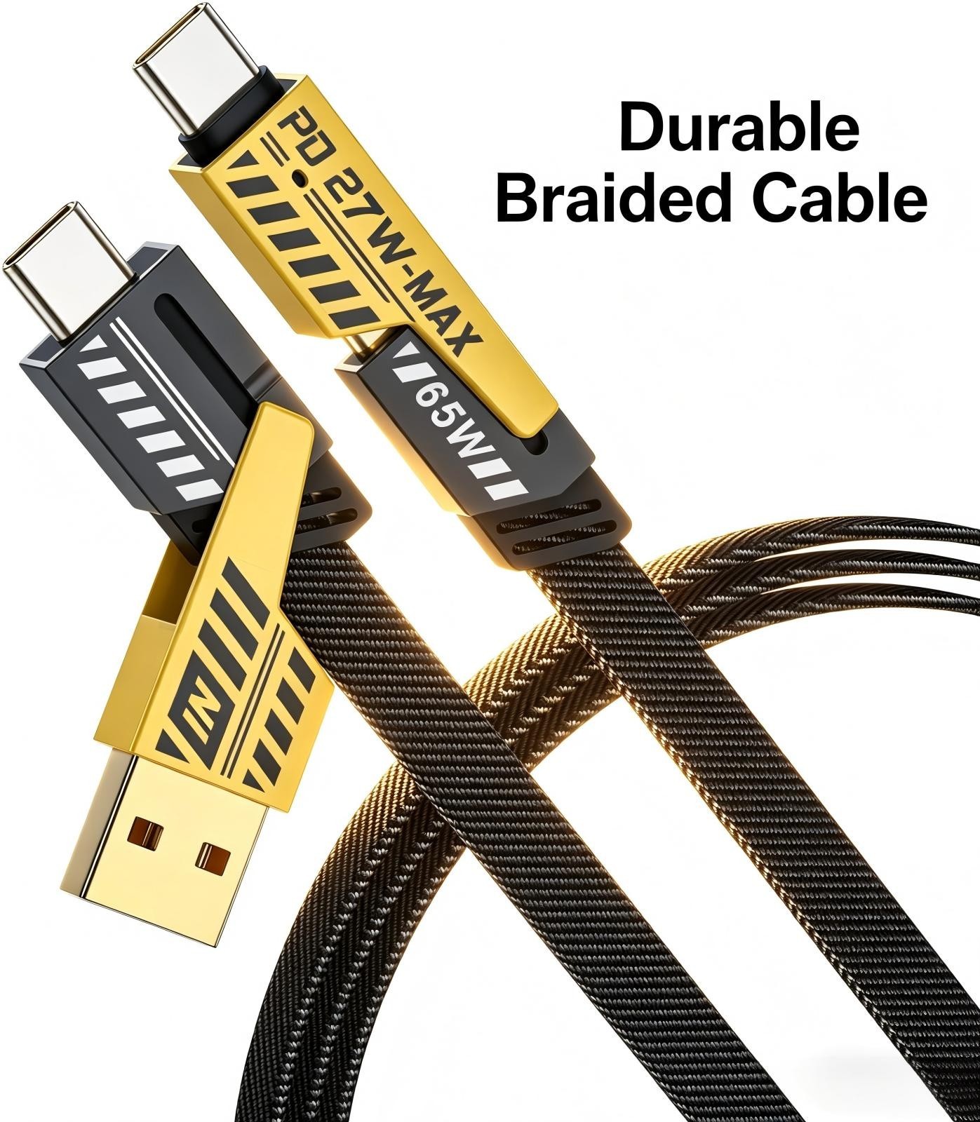 3FT USB C Cable 4-in-1 Fast Charging Cord Type-C for Samsung iPhone Macbook,US