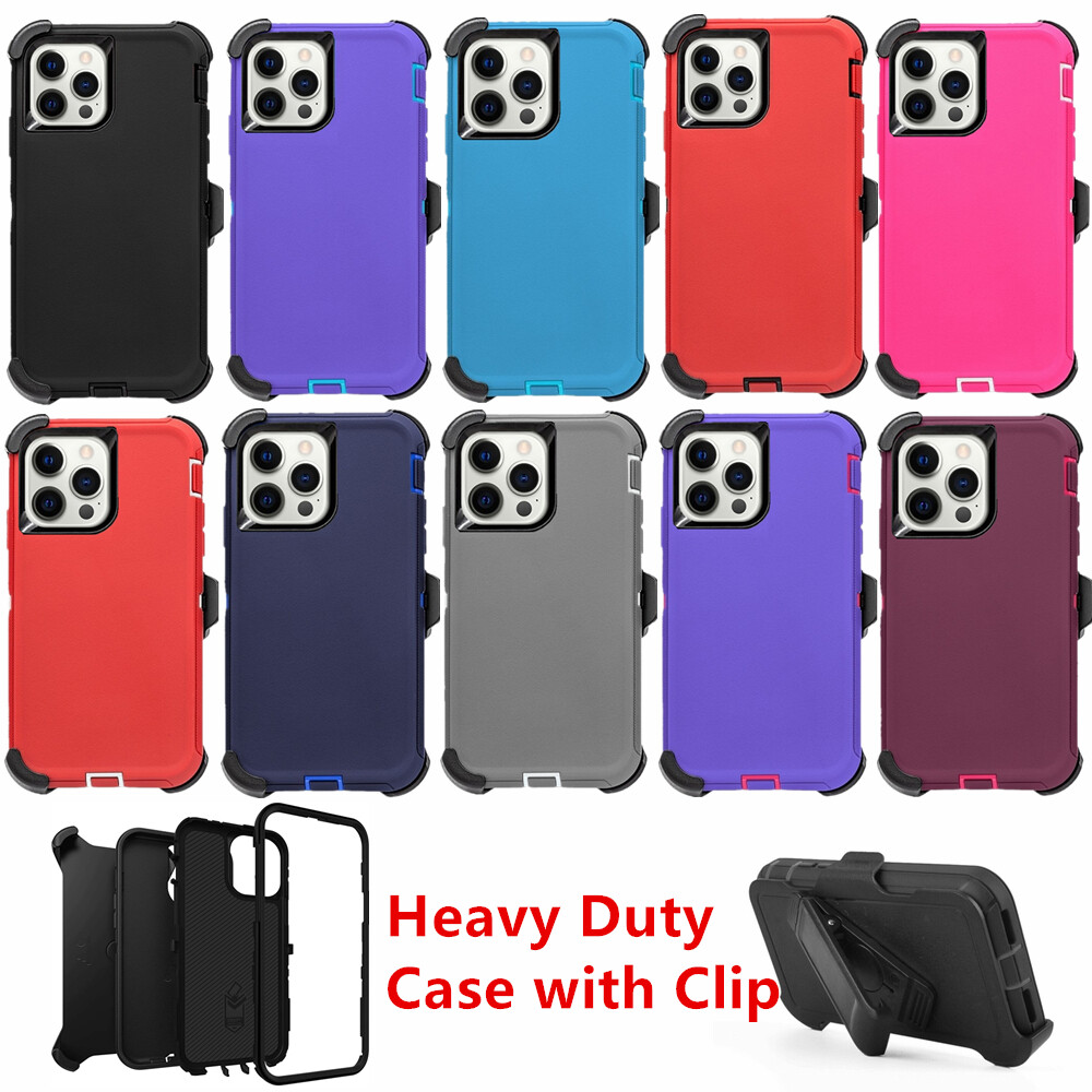 For Apple iPhone 13/13 Pro Max Mini Shockproof Defender Case w/Belt Holster Clip