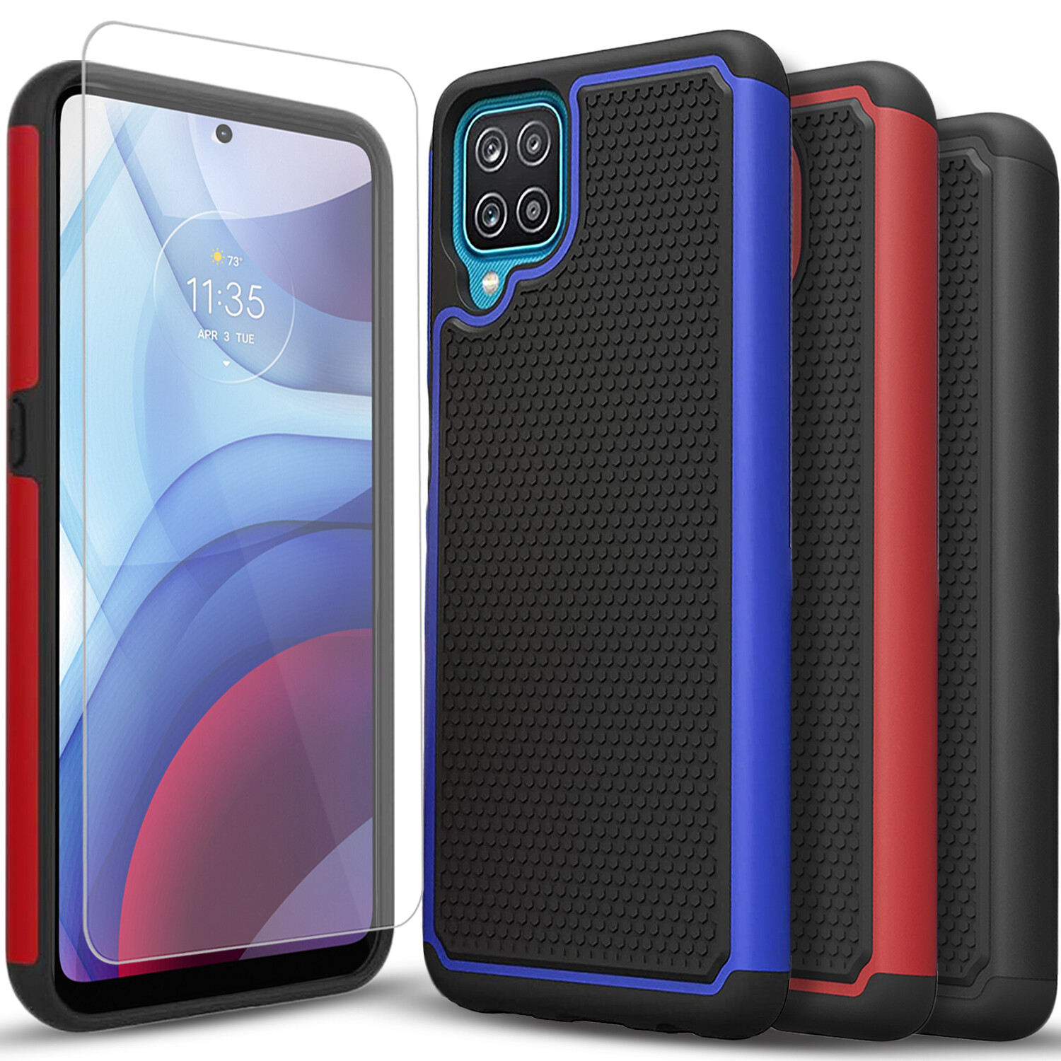 For Samsung Galaxy A42 5G Case, Shockproof Armor Cover +Tempered Glass Protector