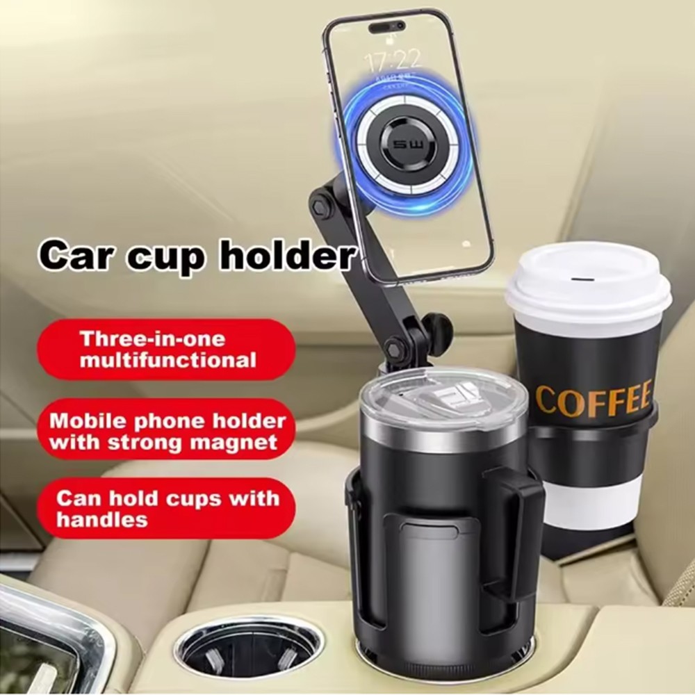 2-in-1 Magnetic Car Cup Holder Phone Mount with Expandable Base Drink Holder USA