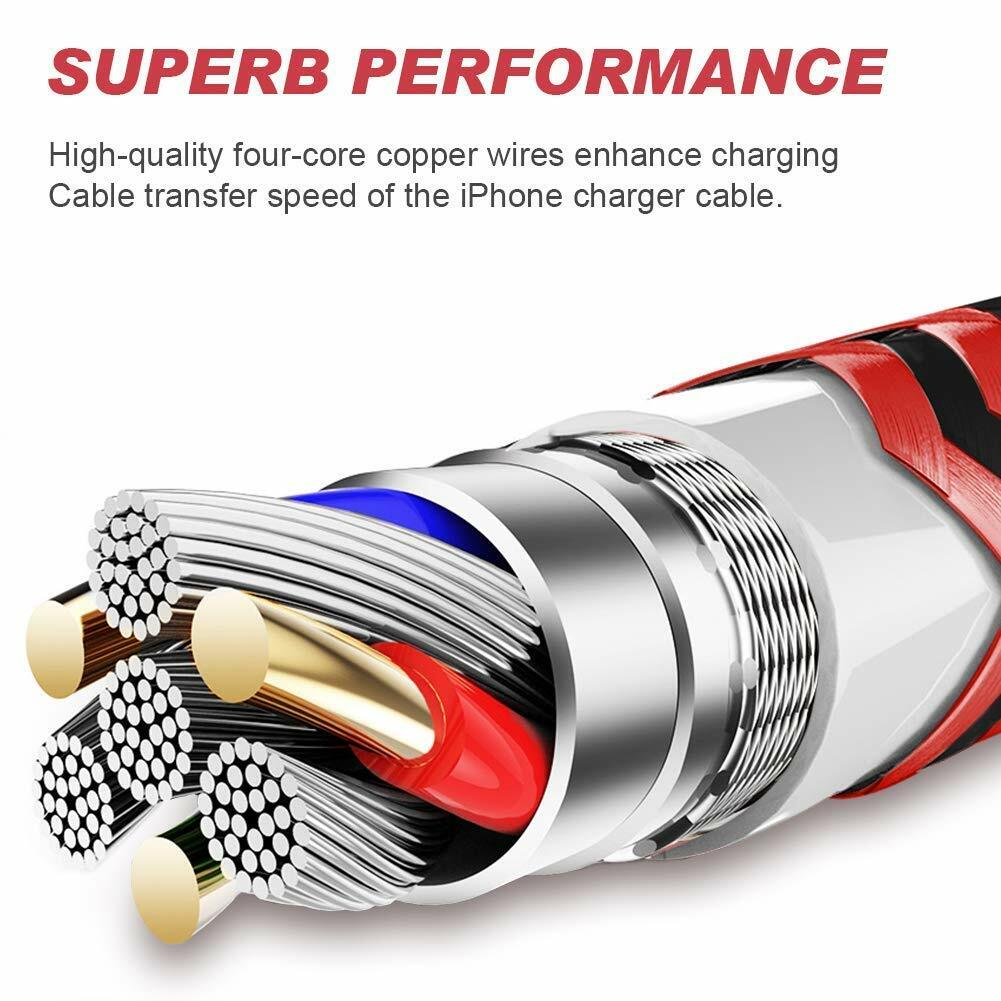 5x Heavy Duty Fast Charger Cable Charging Cord For iPhone 8 X XS 11 12 13 14 Max