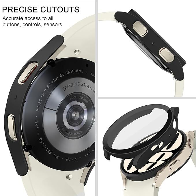 2X Samsung Galaxy Watch 4 5 6 7 40/44 Tempered Glass Protector Screen Case Cover
