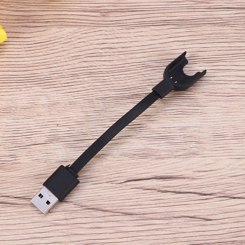 USB Charger Cable for 3 Band Smartwatch with Flexible Tpe Flat Cord in Black