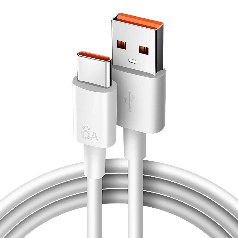 USB-C to USB-A IOS compatible USB-A 6A White Charging & Data Cable (3FT,1M)
