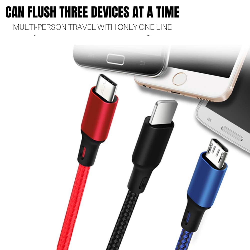 Multi Charging Cable Braided Universal 3 in 1 USB C Micro USB USB 8 Pin Cord Lot