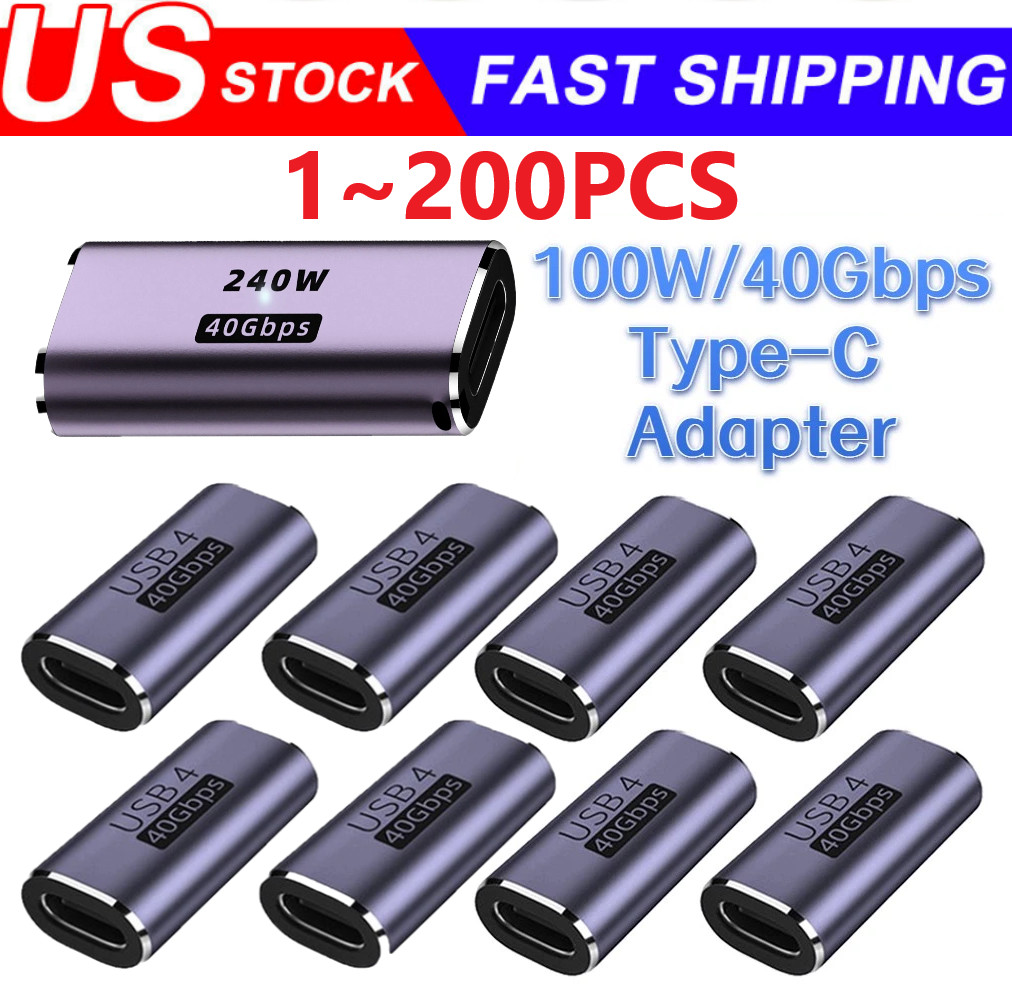 USB 4 Type C Female to Female Adapter Coupler 240W 40Gbps 8K for Thunderbolt Lot