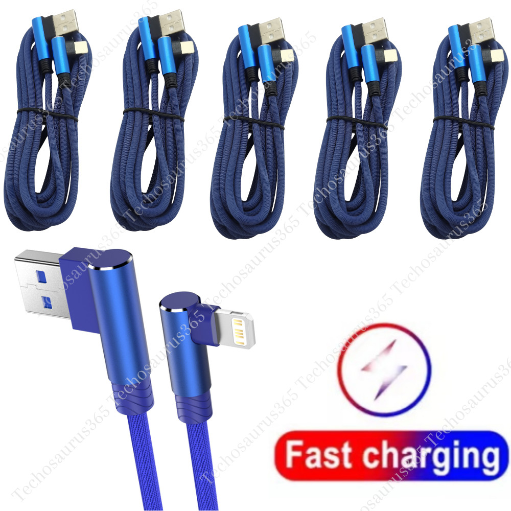 90 degree Right Angle cable Nylon Braided USB Charger Cable Data For iPhone/ipad