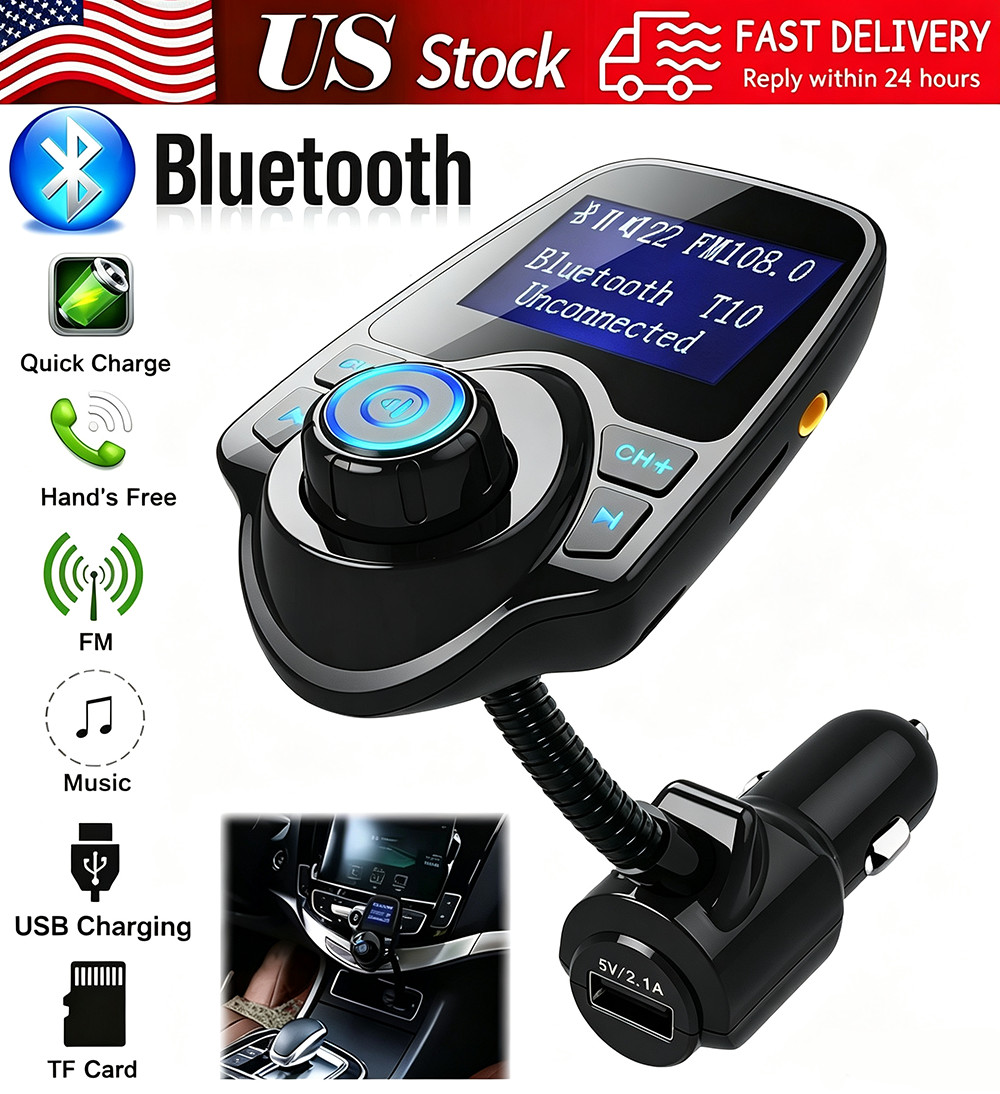Wireless In-Car Bluetooth FM Transmitter MP3 Radio Adapter Car Kit USB Charger