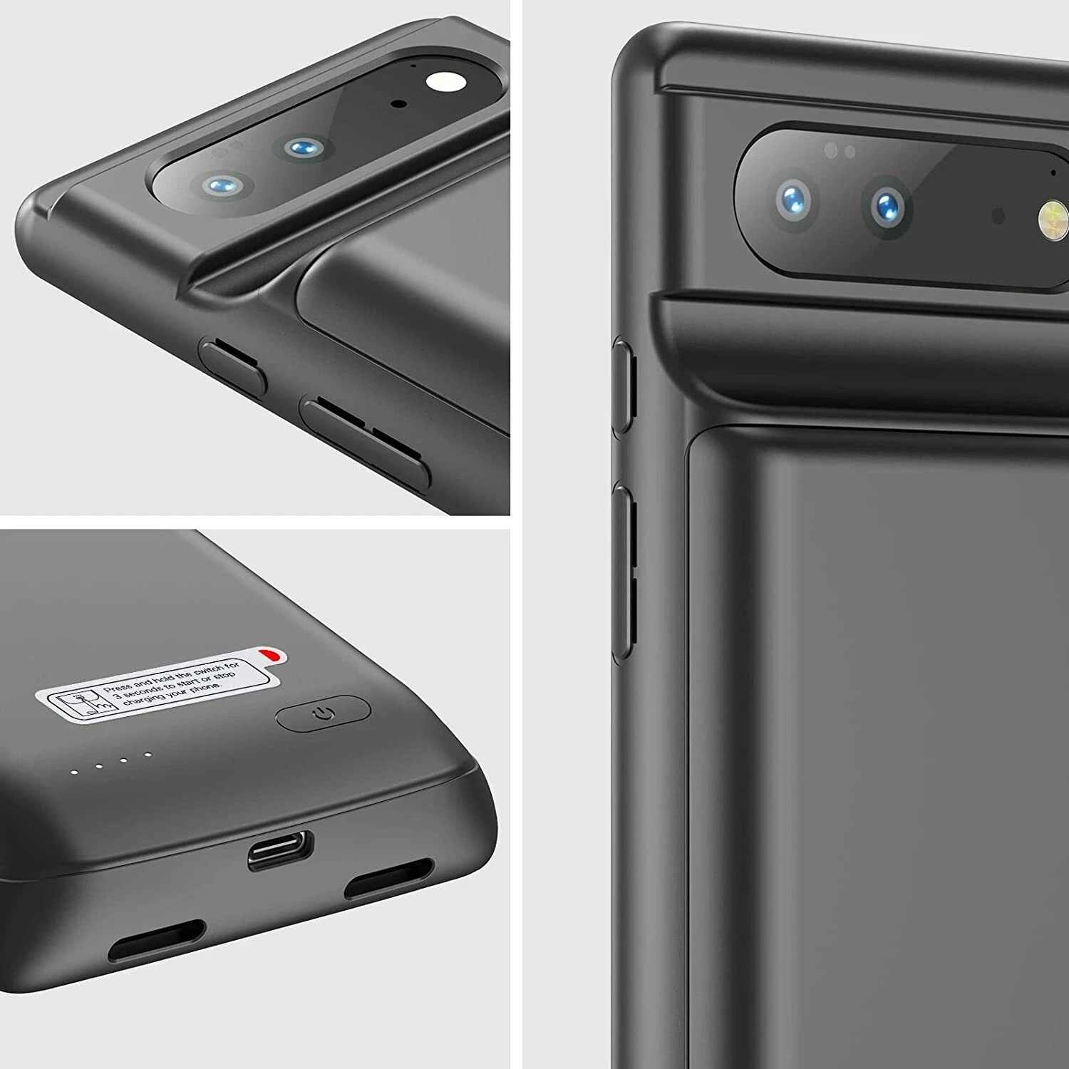 Battery case for Google Pixel 6 / 6.4” / 10000 mAh Powerful rechargeable Cover