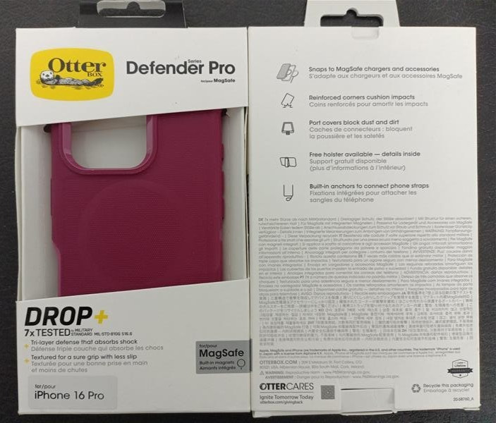 OtterBox Defender Pro Series Case with MagSafe – iPhone 16 Pro Foxberry Pink