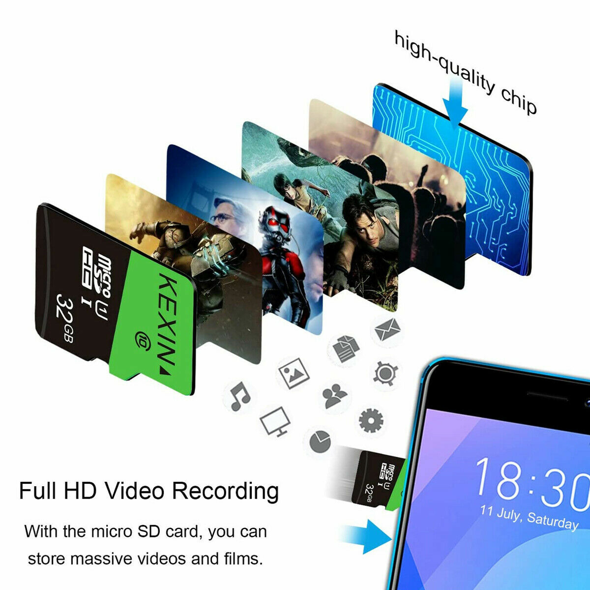 KEXIN 32GB Micro SD Card 3Pack C10 UHS-I U1 SDHC Memory Card TF Cards Storage