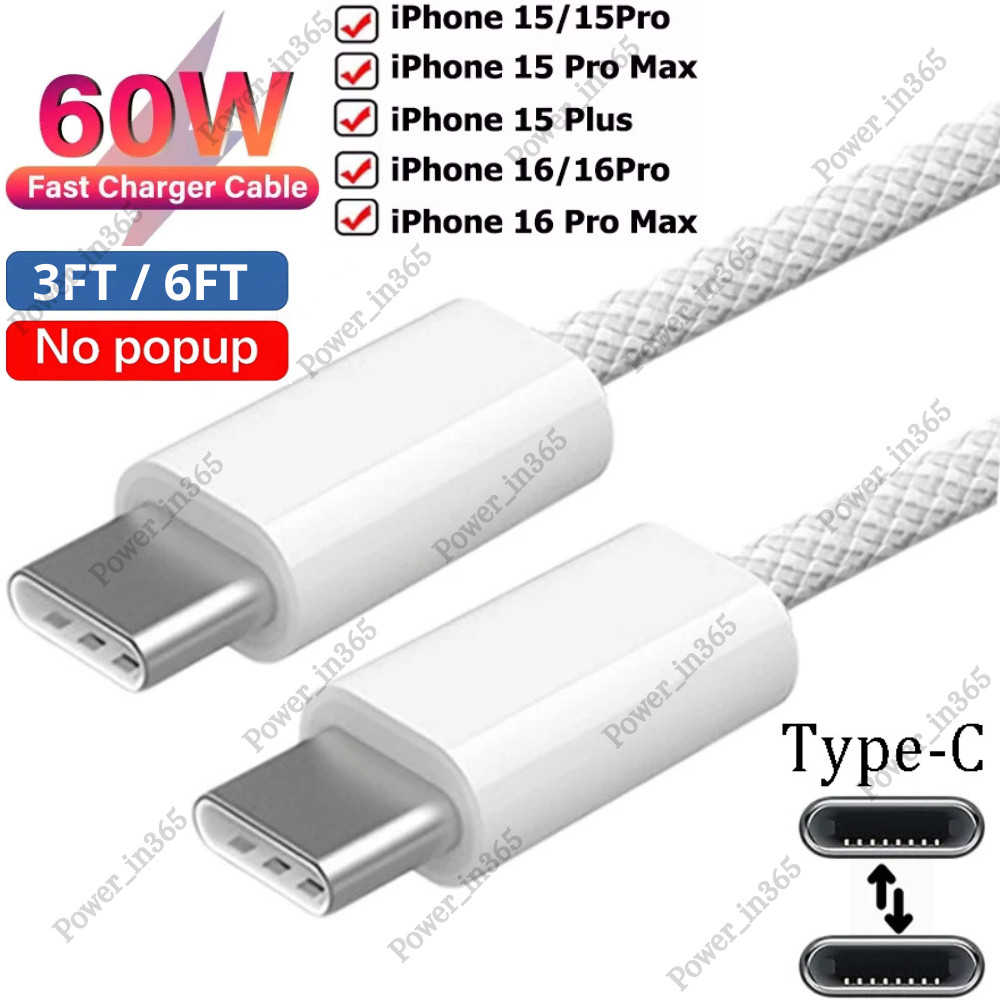 For iPhone 15 16 Pro USB-C to USB-C Cable Fast Charger Lot Type C Charging Cord