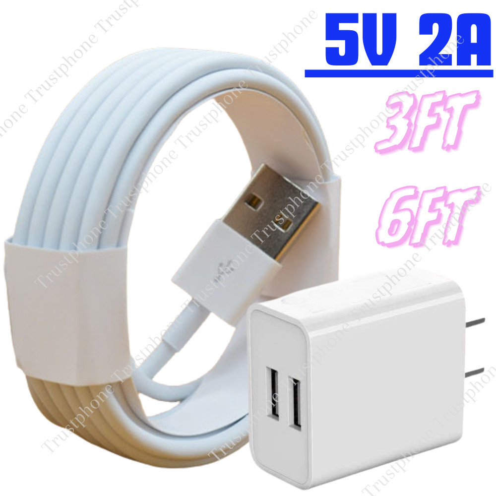 Dual Port USB Power Adapter Wall Charger Block For iPhone 6 7 8 X XR 11 12 13 14