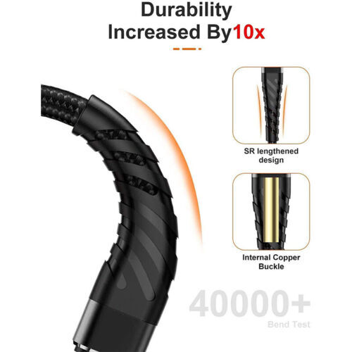 Braided Fast Charger Cable Heavy Duty USB lot Cord For iPhone 14 13 12 11 X XR 8