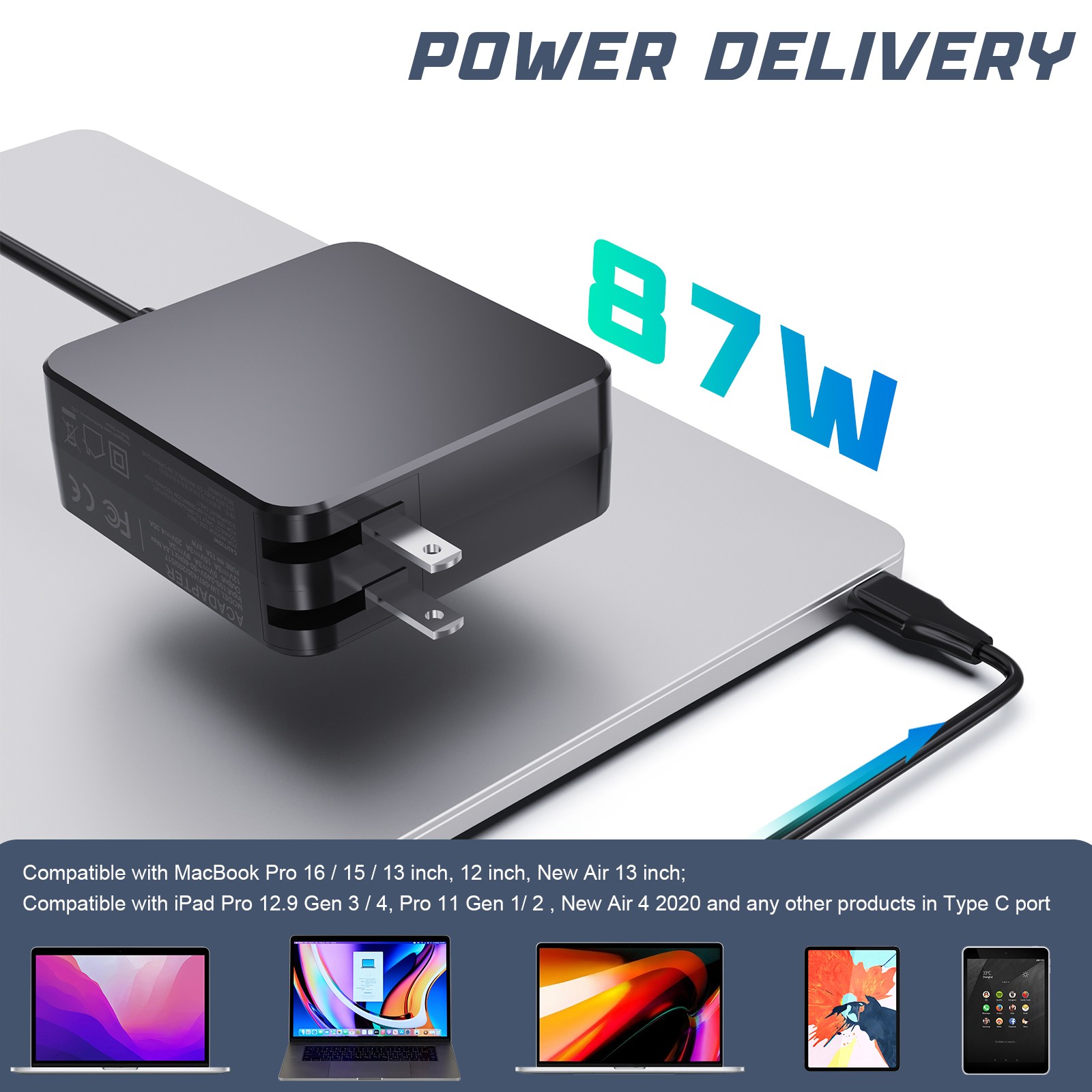LOT 45/65/87W USB C Laptop Adapter Charger for Dell HP ASUS Lenovo Acer MacBook