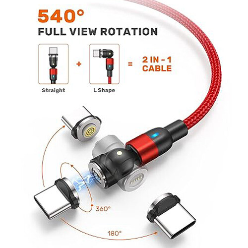 180°+360° Rotate Magnetic Charger Cable Phone Fast Charging Type C Micro USB Lot