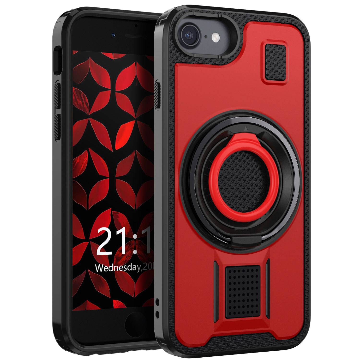 For Apple iPhone 6/6s/7/8 4.7″ Shockproof Hard Case, Ring Kickstand Phone Cover