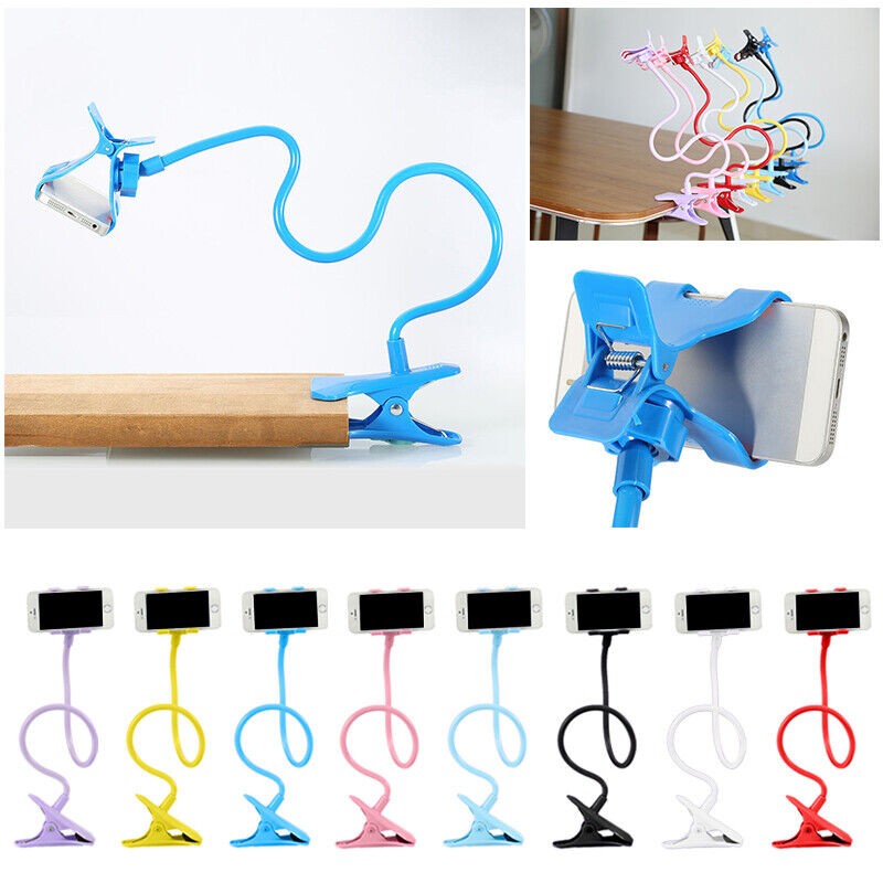 Universal Lazy Mobile Phone Gooseneck Stand Holder Flexible Bed Desk Table Clip