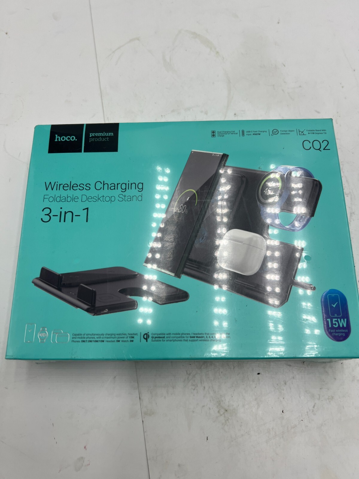 Hoco CQ2 Wireless Charger 3 in 1 15W Support Phone Watch Loaded Geek Folding