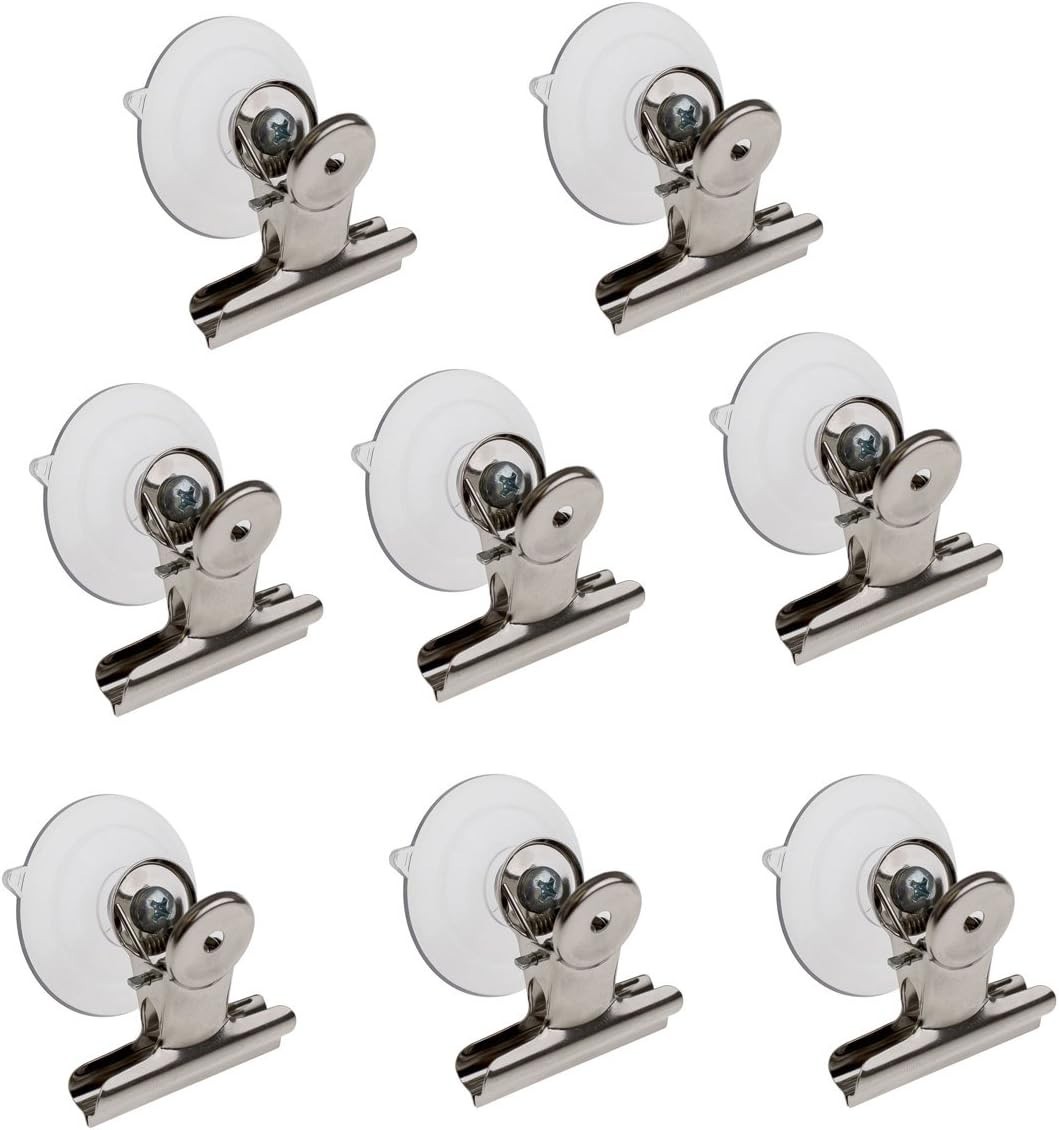 Suction Holder Clamps 8 Pcs Clear Plastic Hooks Bathroom Kitchen Display Stands