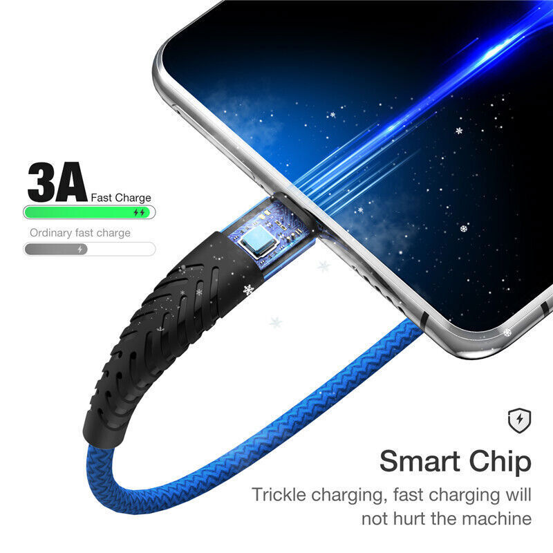 Braided USB Type-C USB-C to USB-A Fast Charge Cable Charger Lot Charging Cord