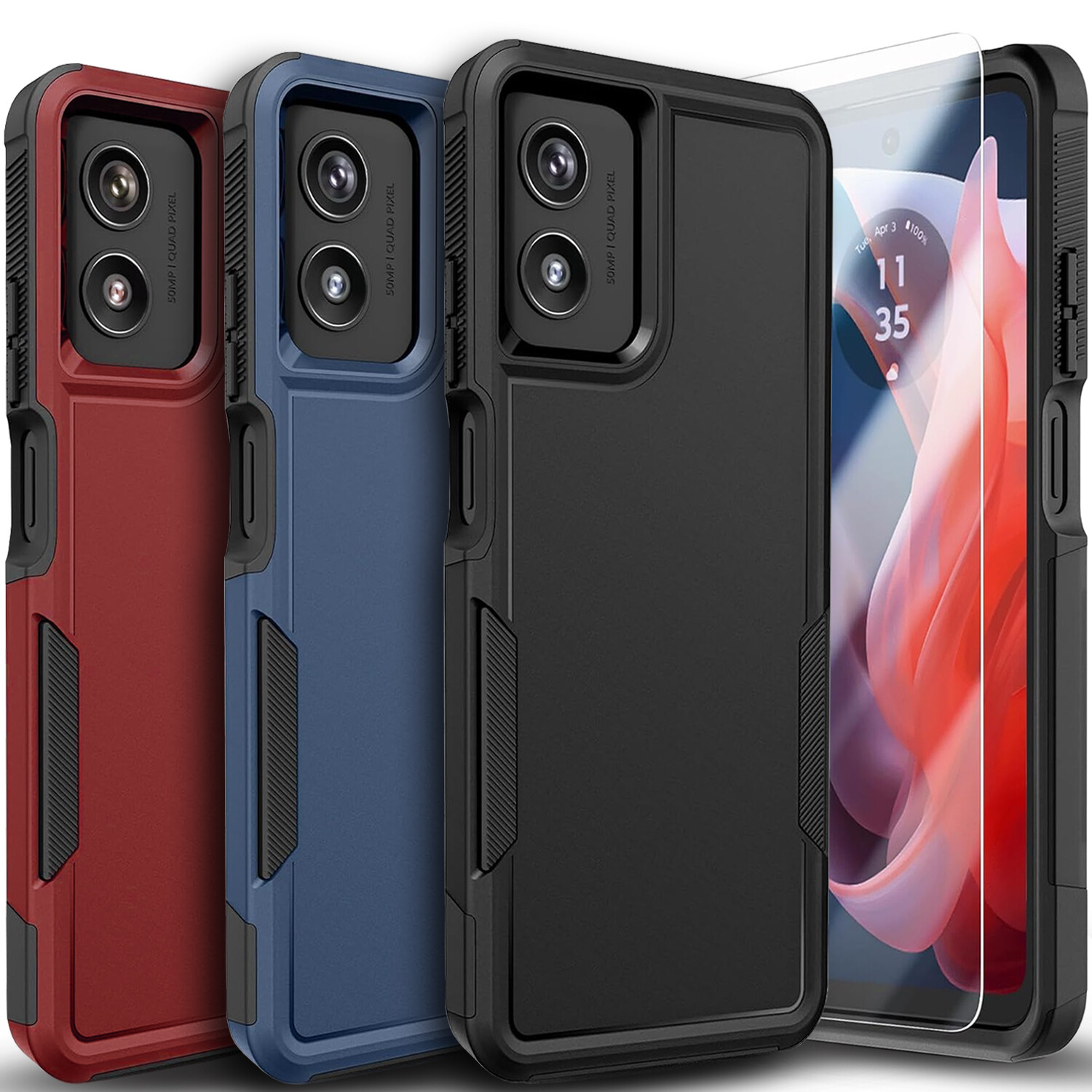 For Motorola Moto G Power 5G 2024 Case Phone Cover Shockproof + Screen Glass