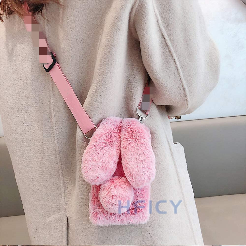 for Lively Jitterbug Smart 5 Case Girly Faux 3D Bunny Fluffy Soft Warm Cover