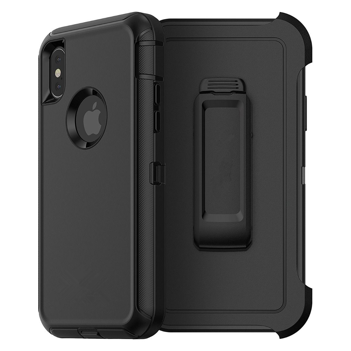 For Apple iPhone XR Heavy Duty Shockproof Defender Case Cover + Belt Clip Black