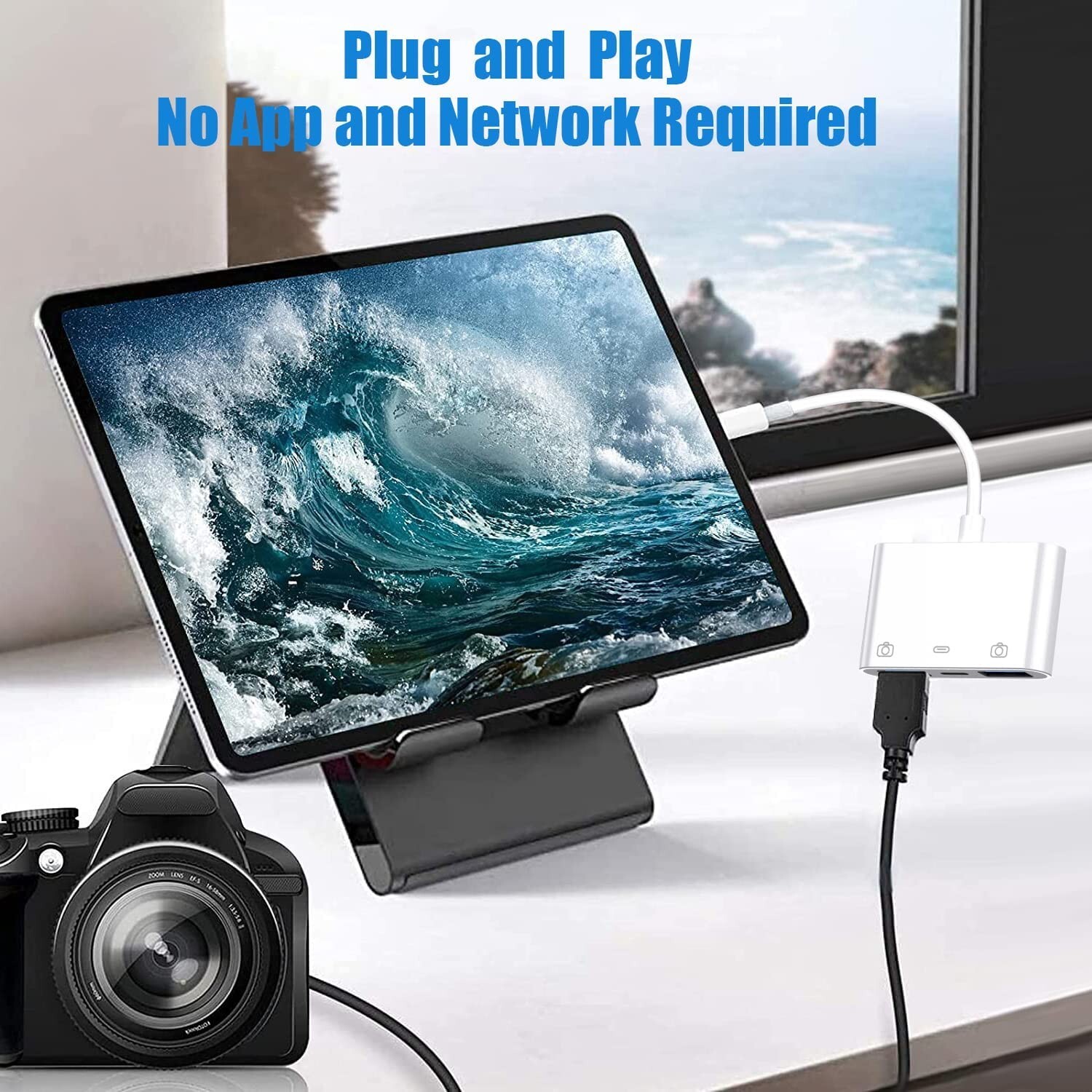 For iPhone to dual USB 3.0 Camera OTG Adapter with Charging Port for iPad Lot