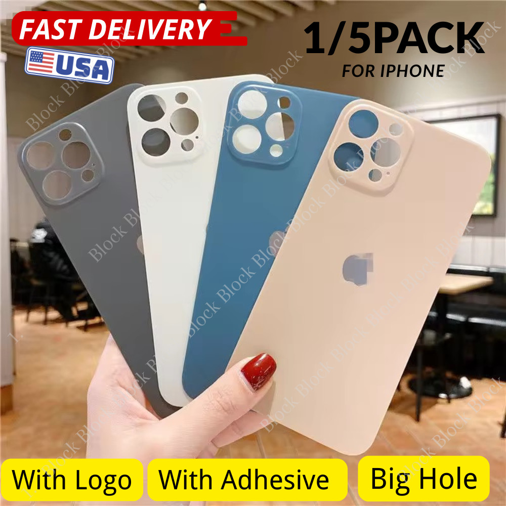 Back Glass replacement Big hole For iPhone 11 12 13 14 15 16 XR X Rear Cover Lot