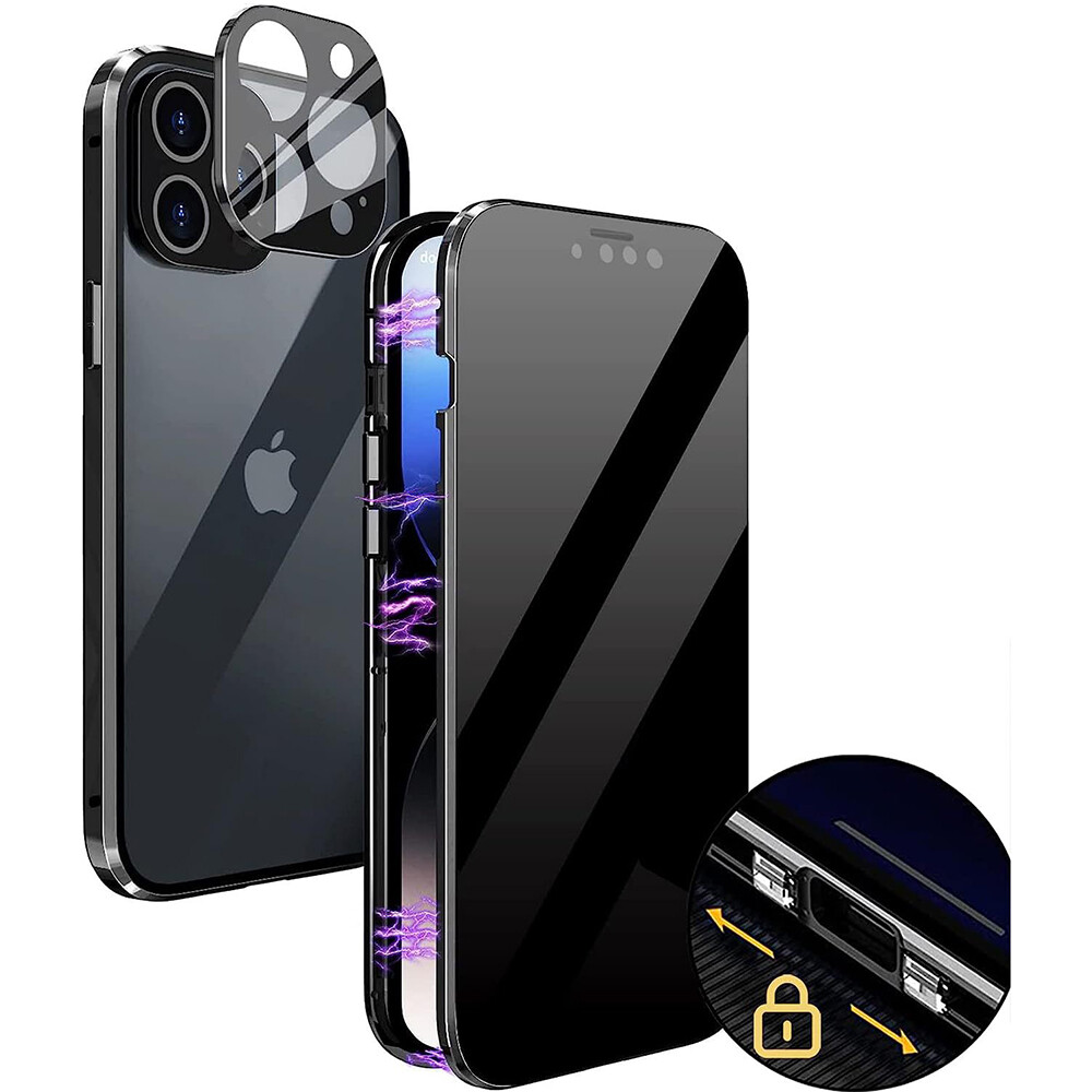 360° Anti-Spy Magnetic Glass Case Cover For iPhone 16 Pro Max 15 Plus 14 13 12