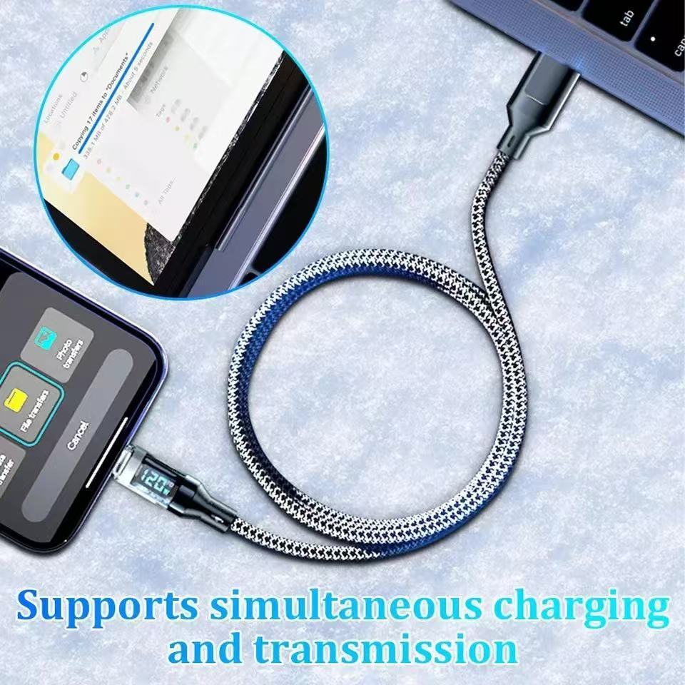 120w Super Fast USB Type-C Charging Braid Phone Charger Lead with Display LOT