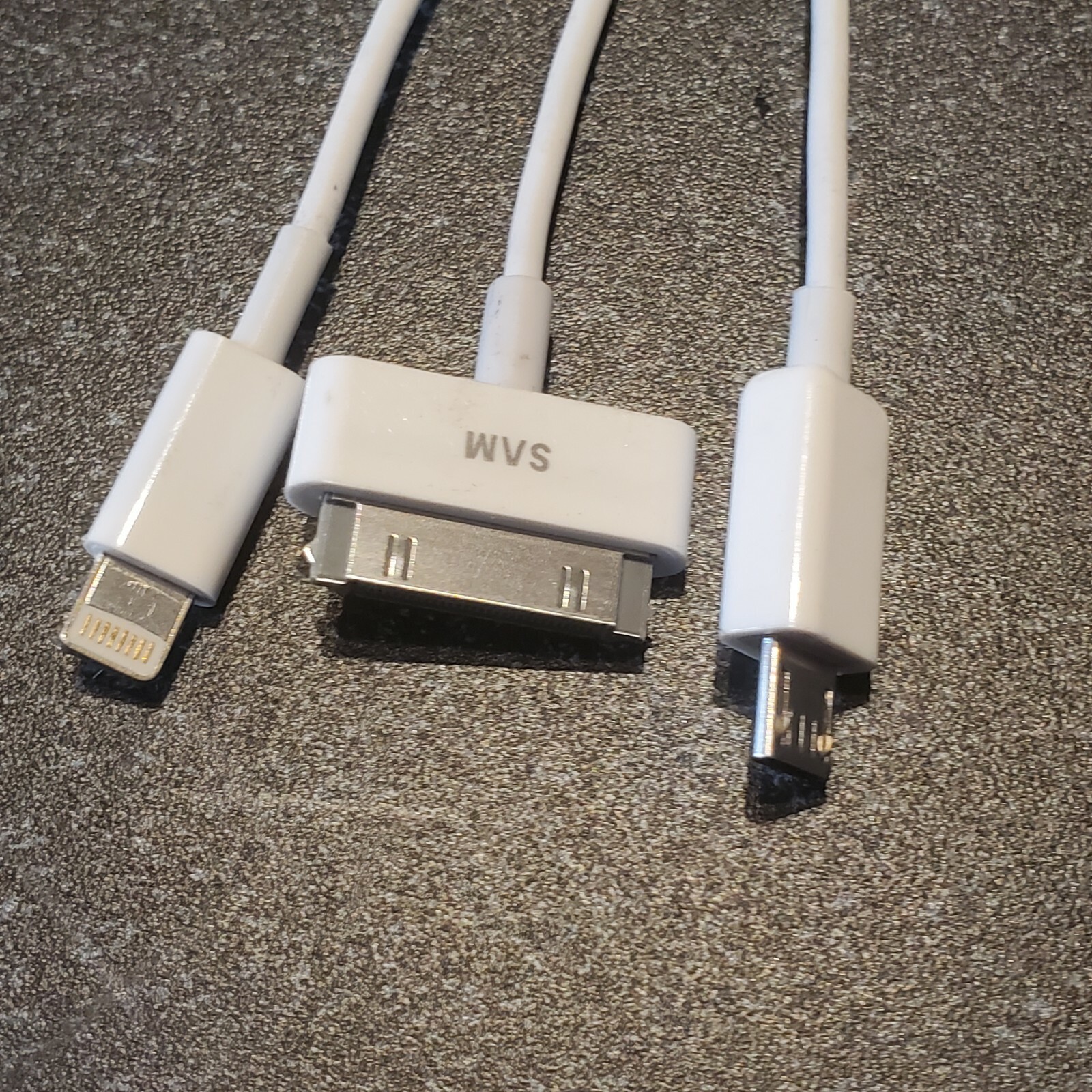 3 in 1 multi Charger Cable USB A male to 8 Pin I phone, micro USB, 30 Pin iPod