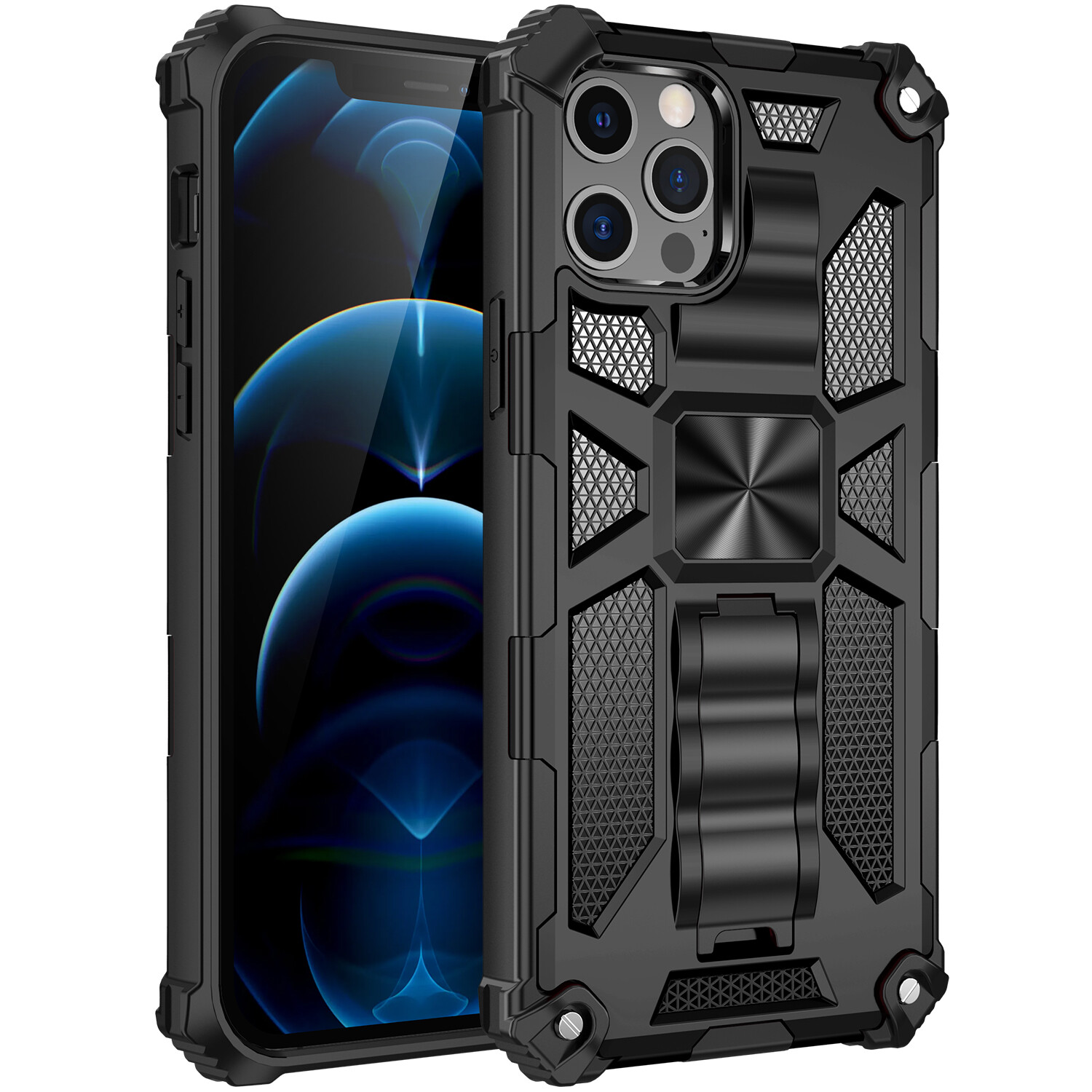 For iPhone 16 15 14 Plus 13 12 11 Pro Max Case Shockproof Armor Kickstand Cover