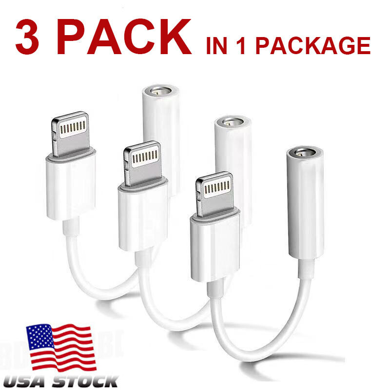 For iPhone Headphone lot Adapter Jack 8Pin to 3.5mm Aux Cord Dongle Converter