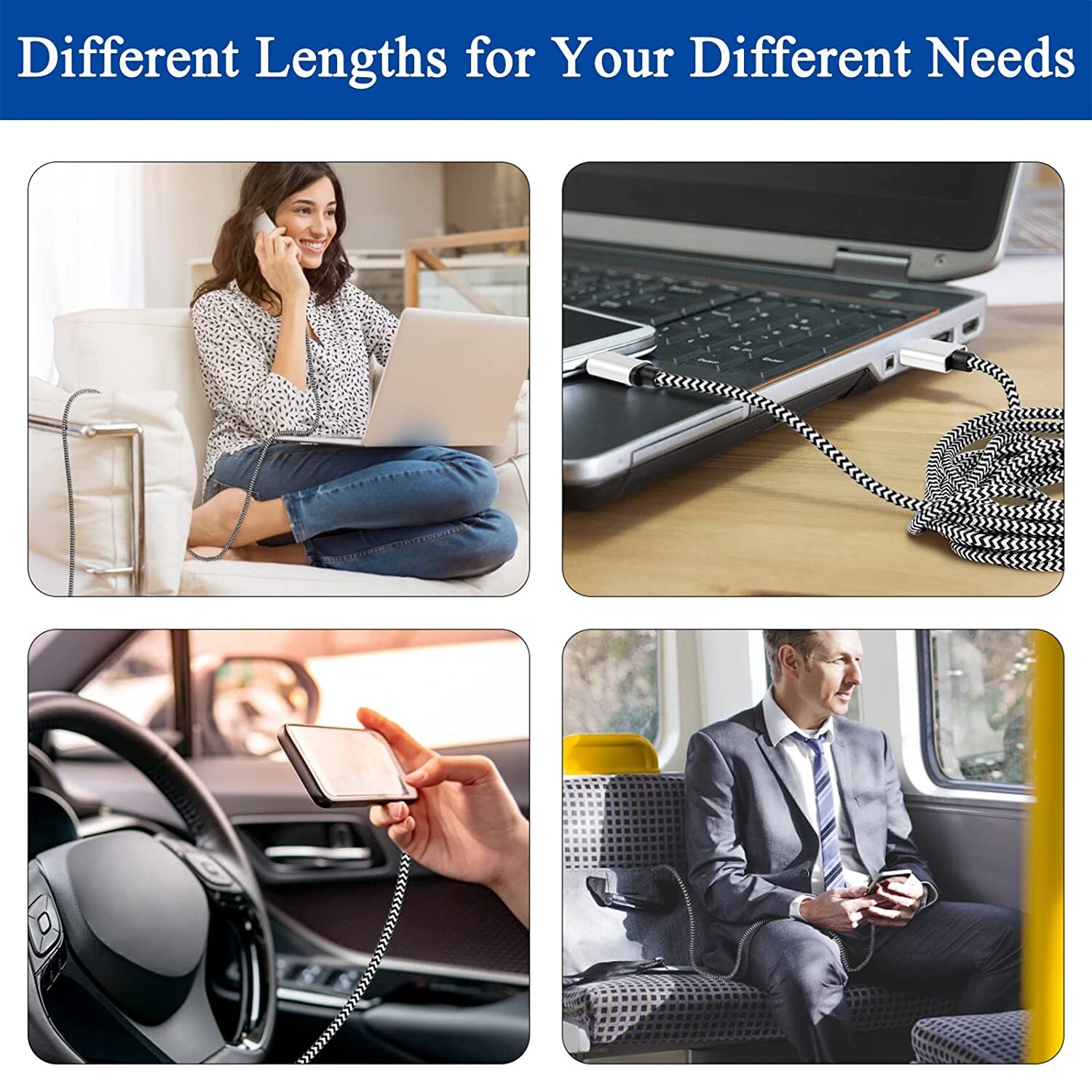 3Pack Braided USB C Type-C Fast Charging Data SYNC Charger Cable Cord 3/6/10FT