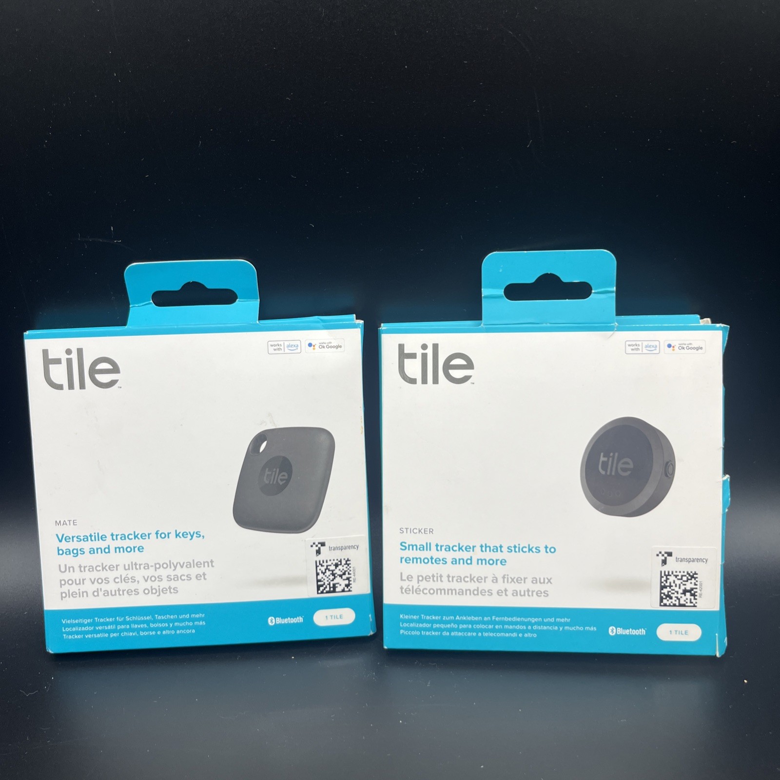 Tile Mate & Tile Sticker Universal Bluetooth Trackers Black 2021 NEW Set of 2
