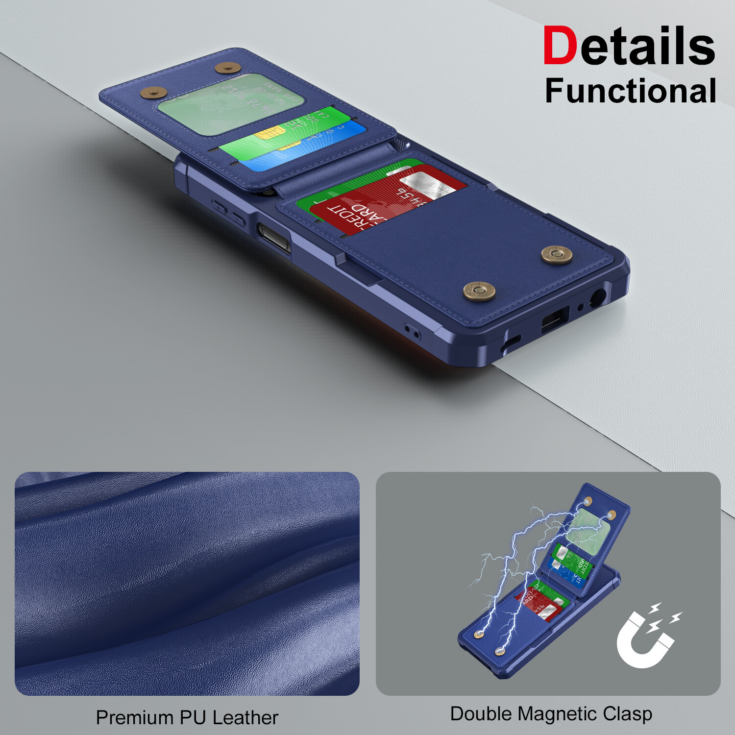 For Samsung Galaxy A55 A54 A35 A25 A24 Back Card Holder Rugged Wallet Phone Case