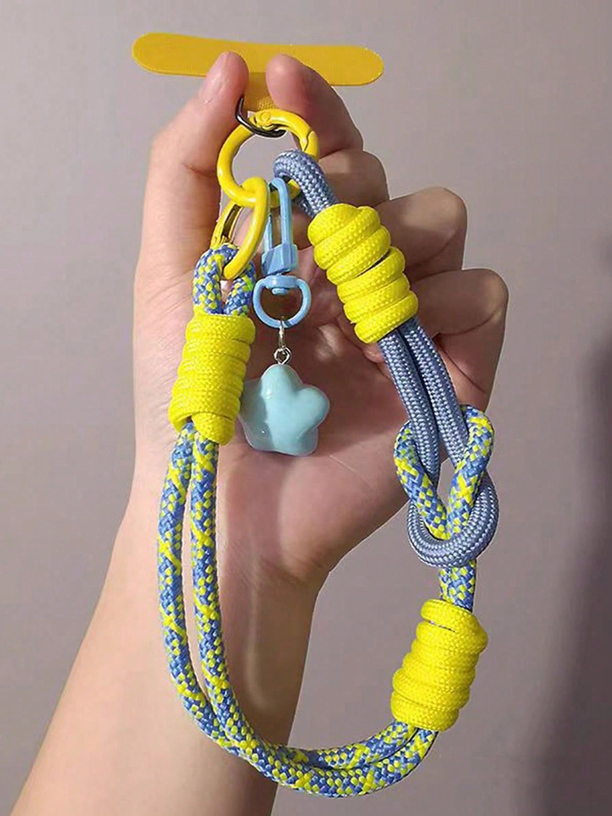 Multicolor Wristband Phone Lanyard With Finger Ring Keychain For Travel