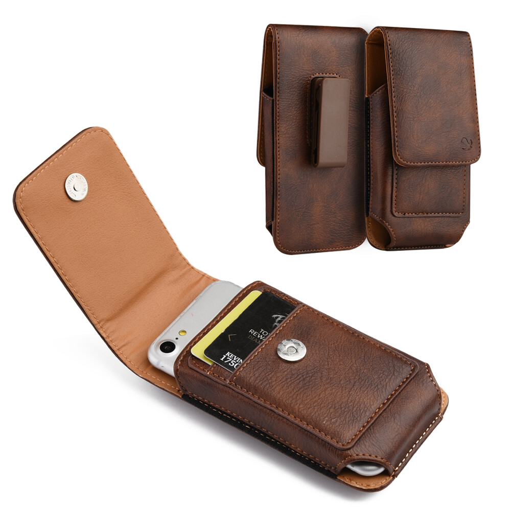 Premium Leather Swivel Belt Clip Phone Pouch Case Holster For iPhone 16 Pro Max