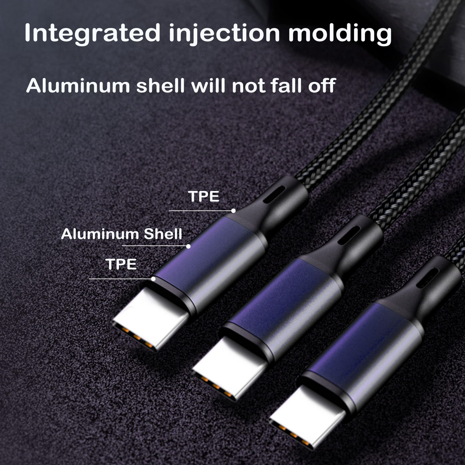 Usb C Splitter Cableusb C Male To 3 Typec Male Charge Cable3 In 1 Nylon Braided