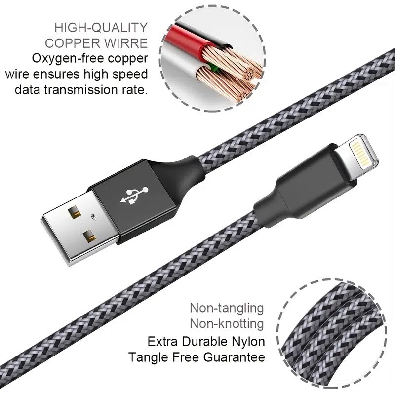 Fast Charger Cable Heavy Duty For iPhone 13 12 11 X XR 8 Charging Cord Wholesale