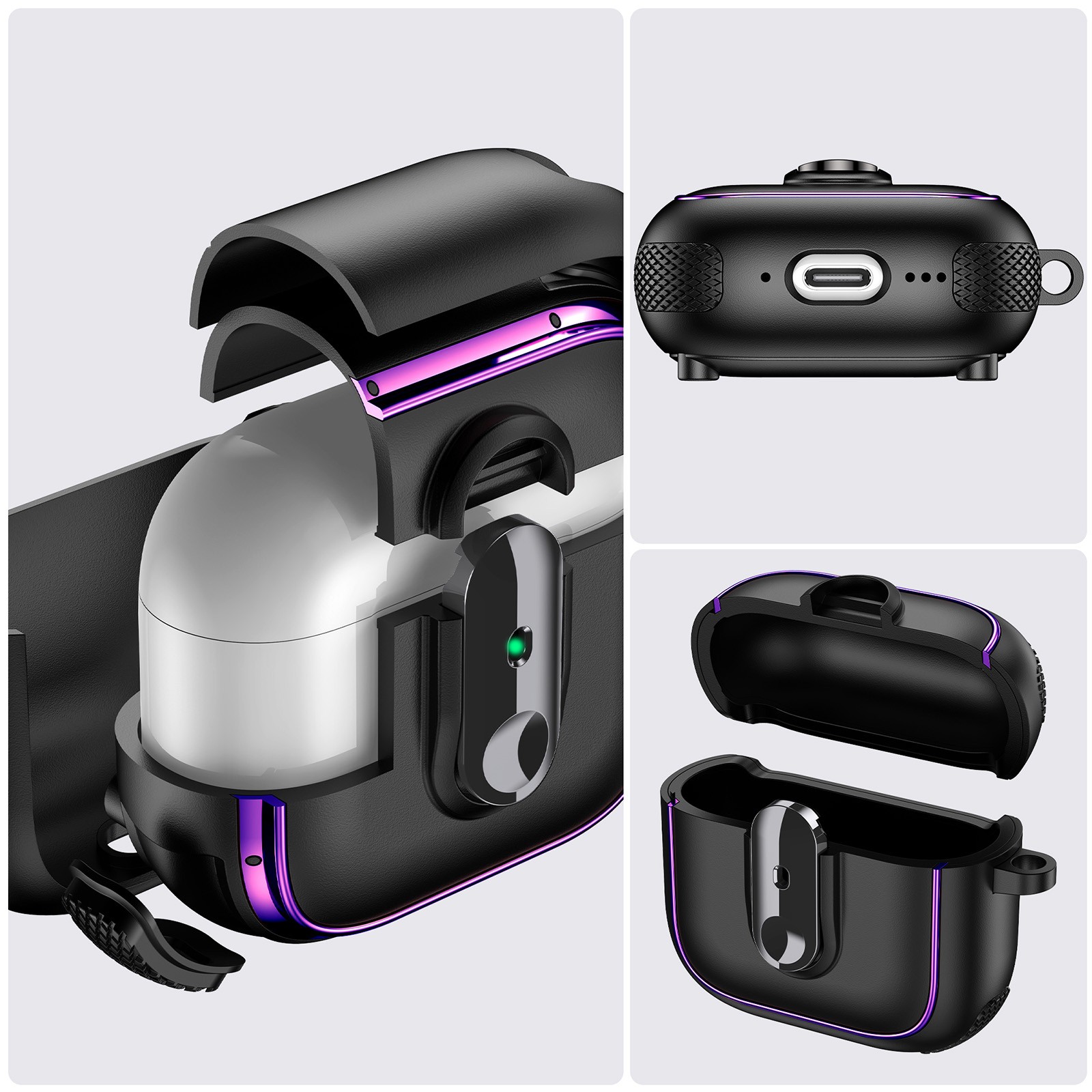 Magnetic Rugged Case For AirPods Pro 2/ AirPods 4 3 2 1 with Secure Lock