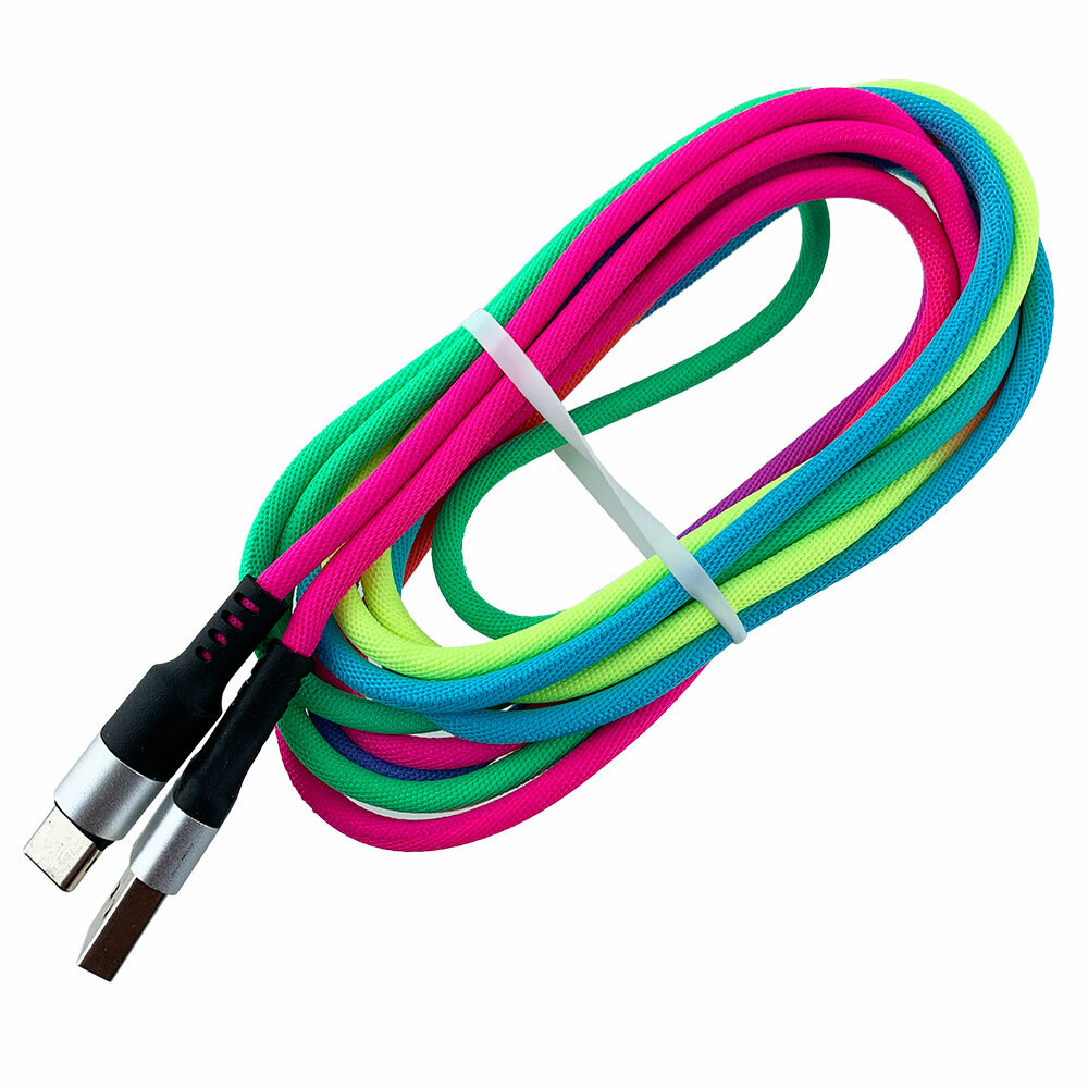 10ft Braided Rainbow 8Pin Micro Type-C 3.1 Charging Data Sync Cable Charger