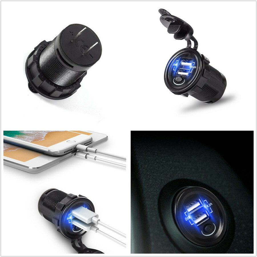 Universal 5V 4.2A New Style Fast Car Boat Charger Blue LED w/2 USB Port Socket